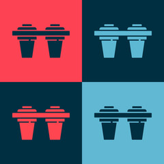 Pop art Water filter icon isolated on color background. System for filtration of water. Reverse osmosis system. Vector Illustration.