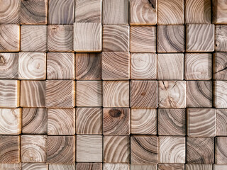 creative idea for the background. wooden cubes with a slice of wood texture