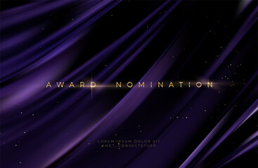 Awarding the nomination ceremony luxury black wavy background with golden glitter sparkles. Vector background