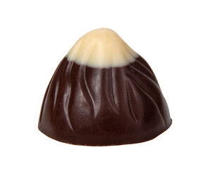 Tasty chocolate sweet candy isolated on the vwhite