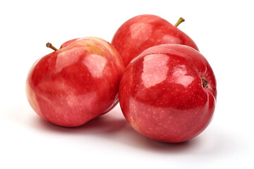 Shiny red apples, isolated on white background
