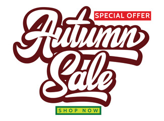 Vector illustration with color inscription Autumn Sale