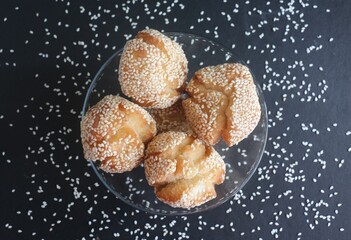 Filipino favorite fried bread with sesame seeds
