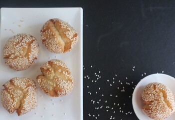 Filipino favorite fried bread with sesame seeds