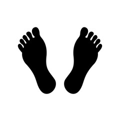 Bare foot silhouette, human footprint  vector illustration