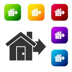 Black Sale house icon isolated on white background. Buy house concept. Home loan concept, rent, buying a property. Set icons in color square buttons. Vector Illustration.