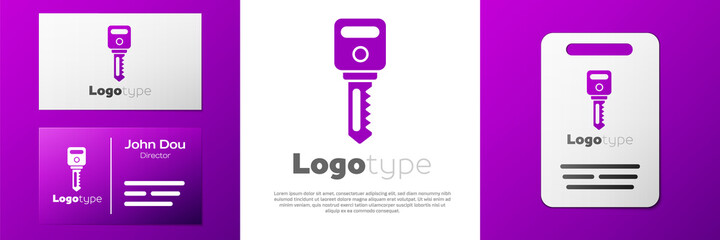 Logotype House key icon isolated on white background. Logo design template element. Vector Illustration.