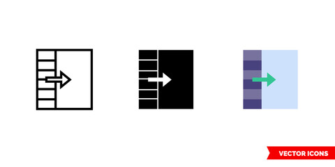 Show sidepanel icon of 3 types. Isolated vector sign symbol.