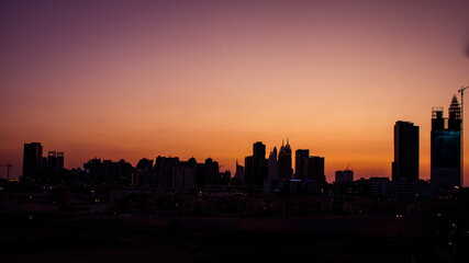 Fototapeta na wymiar Dubai skyline sunset 