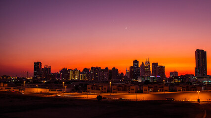 Dubai skyline sunset 