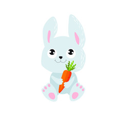 Vector cartoon rabbit with carrots
