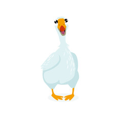 Vector cartoon goose. Grey goose. Pet. Farm animal

