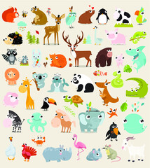 Big vector set of animals. 