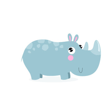 vector cartoon rhinoceros. Little rhino
