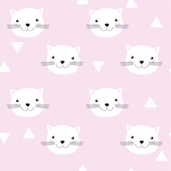 Vector background with cartoon cats. Muzzle cat. Pattern for kids. Kitten

