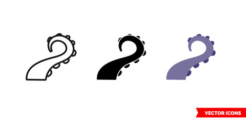 Tentacles icon of 3 types. Isolated vector sign symbol.