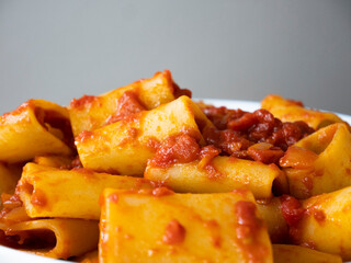 Italian Pasta Mezzi Paccheri with tomato sauce