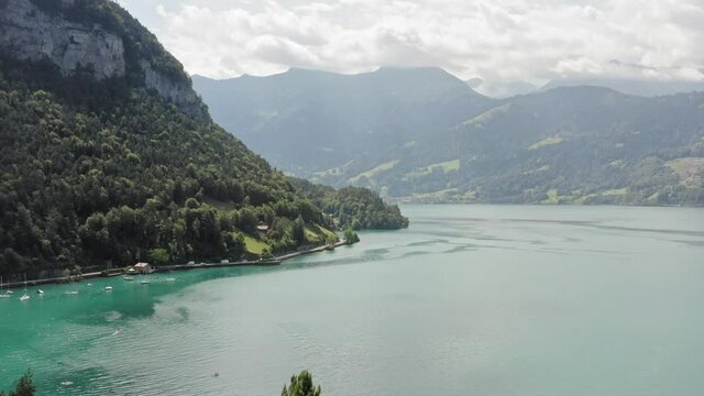 Lake thun aerial view Switzerland