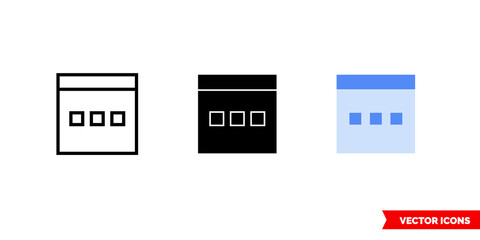 Vertical docking icon of 3 types. Isolated vector sign symbol.