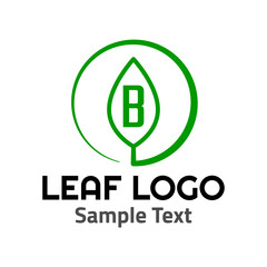 "B" leaf logo symbol icon sign. A leaf logo, green, simple minimalist style, with a green "B" letter and some sample text.