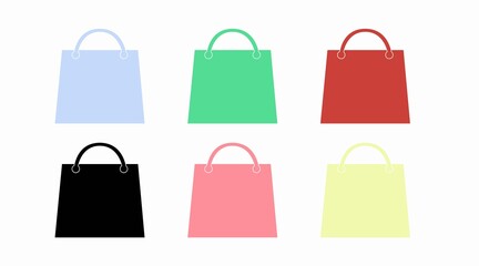 Vector Isolated Different Colors Shopping Bag Icon Set