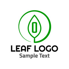 "O" leaf logo symbol icon sign. A leaf logo, green, simple minimalist style, with a green "O" letter and some sample text.