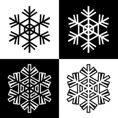 Snowflake symbols icons signs logos simple black and white colored set 5. A set of icons of snowflakes, minimalist, black and white with and without an outline.
