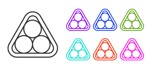 Black line Billiard balls in a rack triangle icon isolated on white background. Set icons colorful. Vector Illustration.