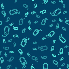 Green line Car rearview mirror icon isolated seamless pattern on blue background. Vector Illustration.