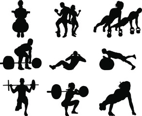 Set of Simple Vector Design of a Fitness in Black