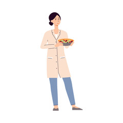 Nutritionist or dietolog female cartoon character, vector illustration isolated.