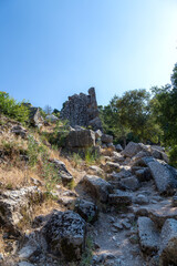 Ancient ruins at Termessos or Thermessos in the Taurus Mountains, Antalya province, Turkey. Termessos.