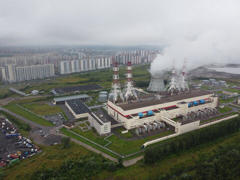 Pipes of the thermal power plant.