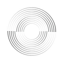 Halftone dots in circle form. round logo . vector dotted frame . design element