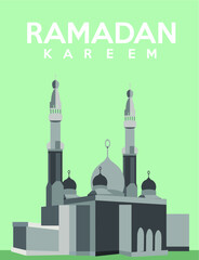 Ramadan Kareem calligraphy with mosques