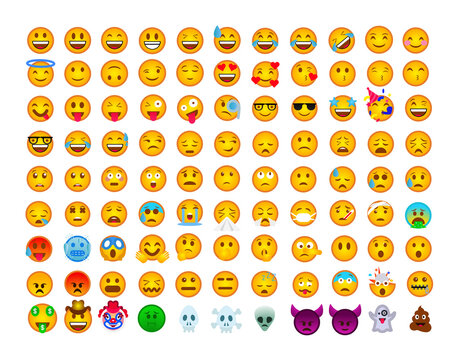 Vector all emojis set. Funny network emoticon set