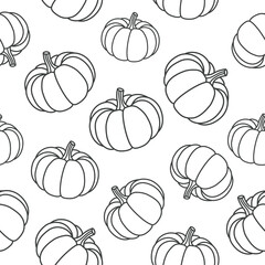 Autumn pumpkin pattern in doodle style. Suitable for decorating autumn holidays, Halloween, various food items and fun prints.