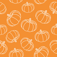 Autumn pumpkin pattern in doodle style. Suitable for decorating autumn holidays, Halloween, various food items and fun prints.