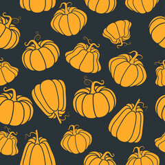 Autumn pumpkin pattern in doodle style. Suitable for decorating autumn holidays, Halloween, various food items and fun prints.
