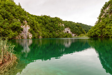 Idyllic mountain lake, Plitvice Lakes national park, Croatia