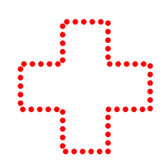 Halftone dots in Cross Form . Vector Illustration. PlusLogo . Design element . Abstract Geometric shape . 