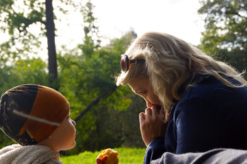 young woman with son