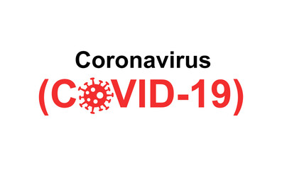 red and black coronavirus and covid-19 lettering on white background