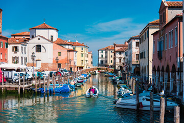 Fototapeta premium A look from the Venice lagoon. the city of Chioggia.