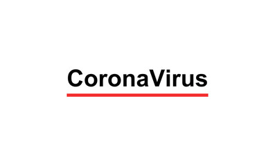 black coronavirus lettering on white background