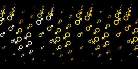 Dark Orange vector backdrop with woman's power symbols.