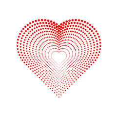 Vector dotted heart . Linear dots . love shape for your design . Valentines day sign with halftones .