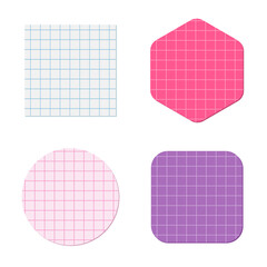 Geometric shapes cut out of squared graph paper