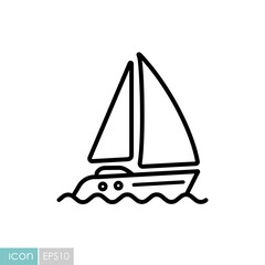 Sailing yacht flat vector icon