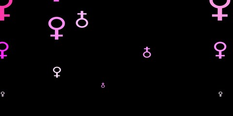 Dark Pink vector texture with women's rights symbols.